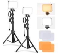 NEEWER Basic LED Video Light Panel Lighting Kit, 2 Pack Bi Color Dimmable Portable Studio Lights with Stands & Filters, 3200K~5600K CRI 95 750lux for Photography Video Recording Live Streaming, BP66
