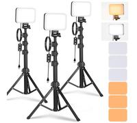 NEEWER BASICS LED Video Light Panel Lighting Kit, 3 Pack Bi Color Dimmable Portable Studio Lights with Tripod Stands & Filters, 3200K~5600K CRI95 750lux for Photography Video Recording Streaming, BP66