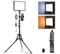 NEEWER BASICS LED Video Panel Light, Studio Lighting Kit with 59''/150cm Tripod Stand Phone Holder for Video Recording Photography Streaming Podcast, 850lx/0.5m Bi Color 2700-6500K Dimmable, BP300