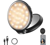 NEEWER BASICS Magnetic LED Selfie Light Compatible with MagSafe iPhone, Desk Stand Phone Holder with Makeup Mirror 1160lx/0.2m 900mAh CRI95 Fill Lighting for Video Recording Streaming, Black NL48R