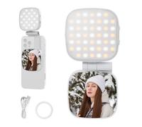 NEEWER Basics Magnetic Selfie Light Compatible with MagSafe iPhone, 2W, CRI 95+, Bi-Colour, Swivel, LED, Phone Backlight, 680LX/0.3m, Built-in Mirror for Vlogs, NL45B White