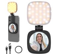 NEEWER Basic Magnetic Selfie Light Compatible with MagSafe iPhone, CRI95 700lx/0.3m Folding LED Phone Fill Ring Lighting with Mirror for Zoom Makeup Photography Recording Video Conference, Black NL48B