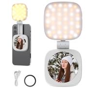 NEEWER BASICS Magnetic Selfie Light Compatible with MagSafe iPhone, CRI95 700lx/0.3m Folding LED Phone Fill Ring Lighting with Mirror for Zoom Makeup Photography Recording Video Conference,White NL48B