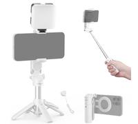 NEEWER BASICS Magnetic Selfie Stick Tripod Compatible with Magsafe iPhone Samsung Android, Portable Extendable Desk Stand with Cell Phone Grip Holder Detachable Remote for Video Recording, PA985 White