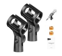 NEEWER BASICS Microphone Holder Accessories Kit 2 Pack, Adjustable Mic Clips with 3/8" to 5/8" Screw Adapters for Universal Wired Wireless Handheld Mics from 28mm to 35mm, MS019