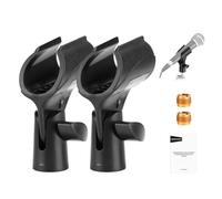 NEEWER BASICS Microphone Holder Accessories Kit 2 Pack, Adjustable Mic Clips with Non Slip Design & 3/8" to 5/8" Screw Adapters for Universal Wired Wireless Handheld Mics from 30mm to 35mm, MS018