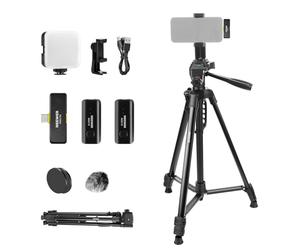NEEWER BASICS PA056 Vlogging Kit for iPhone Android Phone for YouTube TikTok Streaming Filmmaking Video Recording, Tripod + Microphone + LED Fill Light, YouTuber Starter Content Creator Essentials