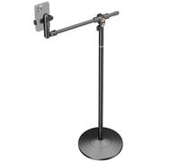 NEEWER BASICS Phone Floor Stand with Horizontal Extension Arm, Adjustable Bed Phone Holder Clamp Mount Compatible with iPhone 16 15 Pro Max Plus Samsung for Video Recording, Weighted Metal Base, ST009