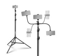 NEEWER Basics Phone Tripod Stand with Dual Adjustable Flexible Arms, ST015 | Aluminum Office Table Bedside Smartphone Clip Clamp Holder Mount Compatible with iPhone Samsung Android for Video Recording