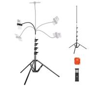 NEEWER BASICS Phone Tripod Stand with Flexible Arm & Reversible Legs, Aluminum Office Table Bedside Smartphone Clip Clamp Holder Mount Compatible with iPhone Samsung Android for Video Recording, ST014