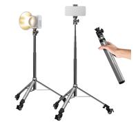 NEEWER BASICS Rolling Light Stand with 1/4" Screw & Phone Holder, Adjustable Aluminum Alloy Tripod with Detachable Wheels for Photography Video Lighting Cell Phone DSLR Action Camera Webcam, ST012