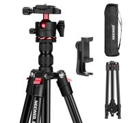 NEEWER BASICS Travel Tripod for Camera, 72" Compact Lightweight Portable DSLR Stand, Ball Head, Arca Type QR Plate, Cell Phone Holder Compatible with iPhone Video Recording, Max Load 13.2 lbs, TP14