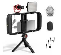 NEEWER BASICS Vlogging Kit with Phone Cage Rig Microphone LED Fill Light Tripod Compatible with iPhone, YouTuber Starter Content Creator Essential for YouTube TikTok Streaming Video Recording, PA055