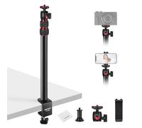 NEEWER Camera Desk Mount, Overhead Desktop Light Stand Microphone Boom Arm with Ball Head C Clamp Cleaning Cloth for DSLR Webcam Phone Holder Ring Light Mic Streaming Video Recording, Red TL283