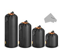NEEWER Camera Lens Pouch (4 Packs, 4 Sizes) Thick Protective Bag with Drawstring Design, Orange Interior, Soft Plush Neoprene Bag Compatible with Sony Canon Nikon Pentax Olympus Panasonic DSLR Lens