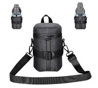 NEEWER Camera Lens Pouch for 3.9"x5.5"/100x140mm DSLR Mirrorless Camera Lens, Water Repellent Thickened Expandable Protective Case Bag with Lockable Opening Zippers, Shoulder Strap, Rear Buckle, PB006
