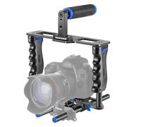 NEEWER Camera Video Cage Film Movie Making Kit, Aluminum Alloy | With Top Handle, Dual Hand Grip, Two 15mm Rods, Compatible with Canon Sony Fujifilm Nikon DSLR Camera Camcorder, Black + Blue
