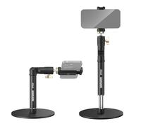 NEEWER Cell Phone Stand for Desk, Adjustable Office Table Phone Holder Mount Compatible with iPhone Samsung for Video Recording Filming, 360° Ball Head, Foldable Arm, Weighted Metal Base, MT010