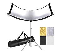 Neewer Clamshell Light Reflector Diffuser with Carrying Bag, 66”×24”/155x61cm Photography Curved Lighting Reflector for Photo Studio Photography, Black/White/Gold/Silver Colors (Stand Not Included)