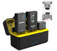 Neewer CM28 Professional Wireless Lavalier Microphone for Camera/PC/Compatible with iPhone Android, with Charging Case, Noise Canceling, 4GB Storage for 9hrs Recorder, Max 200m (656ft) Transmission