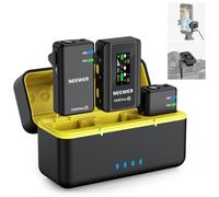 Neewer CM28 Ultra Wireless Lapel Lavalier Microphone System Charging Case Uncompressed 48KHz 24Bit 8GB Storage 14H Video Recording Noise Cancelling Mini Mic for iPhone iPad Android Phone Camera PC