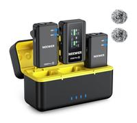 Neewer CM28 PRO Wireless Lavalier Lapel Microphone System with Charging Case 48KHz 16 Bit Uncompressed Audio Noise Canceling 4GB Storage 9Hrs Recording Compatible with iPhone iPad Android Camera PC