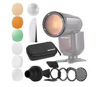 NEEWER CRM2 Magnetic Accessories Kit for Round Head Flash Z1-C/N/S Z2-C/N/S/F Z2Pro-C/N/S/F Compatible with Godox V1 Speedlites, Included 14pcs Flash Light Control Modifier Diffuser Adapter