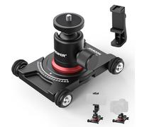NEEWER Dolly Camera Slider with Ball Head and Phone Clamp, 4 Wheel Table Dolly with 360° Panorama, Compatible with Mirrorless Camera Mini Camcorders GoPro iPhone and Android Mobile Phones SD001