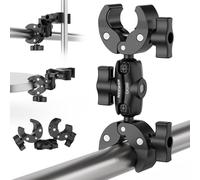 NEEWER Double Super Clamp Mount with Magic Arm, 360° Umbrella Flag Pole Clamp Holder for Desk Photo Studio Light Stand Photography Reflector Scrim Cross Bar Motorcycle Handlebar Stroller Chair, CA160