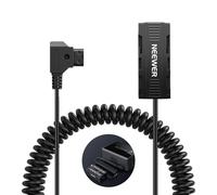 NEEWER Dual Sided Dummy Battery Adapter with Display, Coiled D Tap to USB C Splitter Charger Compatible with Atomos Ninja Shinobi Monitors DJI SDR Video Transmitter Sony NP-F970/750/550, VP-F550X2