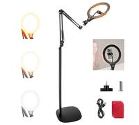 NEEWER ENTRY LEVEL VERSION 10" 10W Ring Light with 46"-63" Stand, Overhead Phone Holder Mount Compatible with iPhone, Bi Color LED Selfie Lighting CRI85+ for TikTok Video Recording Streaming, N44
