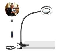 NEEWER ENTRY LEVEL VERSION 10X Magnifying Glass with Light/Clamp Stand, 3.7" Bi Color Dimmable Magnifier Lamp Clip on Small LED Ring Light, 3 CRI80+ for Desk Crafting Reading Close up Work, N34