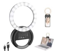 NEEWER ENTRY LEVEL VERSION 4" Phone Selfie Ring Light Compatible with iPhone, 5W Bi Color Rechargeable Clip Lighting with 500mAh/CRI85 for Video Recording Makeup Laptop Webcam Video Conference, BR40