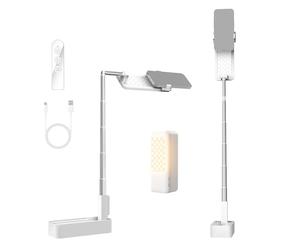 NEEWER ENTRY LEVEL VERSION 4W Overhead Desk Stand Phone Mount Foldable with LED Light/Remote/Phone Holder for Selfie Video Recording Stream, 990lx/0.3m 3 Modes CRI80 1000mAh Rechargeable Portable, V10