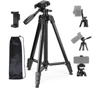 NEEWER ENTRY LEVEL VERSION Tripod for Cell Phone & Camera, Metal Lightweight Portable Travel Stand with Cold Shoe Cellphone Holder Mount Compatible with iPhone for Video Recording Filming, TP53
