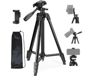NEEWER ENTRY LEVEL VERSION 57.5"/146cm Tripod for Camera, Metal Lightweight Portable Travel Stand with Cold Shoe Holder Mount Compatible with Camera for Video Recording Filming, TP53