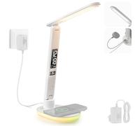 NEEWER Entry Level Version LED Desk Lamp with USB A Output, 3 Modes/5 Brightness Levels/4 RGB Effects/CRI85, LCD for Temp/Date/Time/Alarm, Eye Caring Touch Table Light for Home Office/Reading, N20