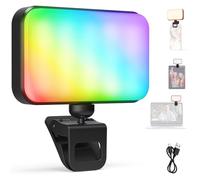 NEEWER Entry Level Version LED RGB Selfie Light, 91 LEDs Plastic Clip on Phone Fill Lighting for iPhone, 20 Effects CRI92 1000mAh, for Computer Webcam Laptop Zoom Video Conference Recording, N6C