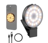 NEEWER Entry Level Version Magnetic Selfie Light Compatible with MagSafe iPhone, 1W Clip on Metal LED Phone Fill Ring Lighting for Laptop Video Conference Makeup Recording, CRI95+ 840lux/0.2m, NL32R