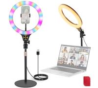 NEEWER ENTRY LEVEL VERSION N37 10.5" RGB Ring Light with Desktop Stand/Phone Holder Compatible with iPhone/Remote, 10W CRI85+ LED Lighting for TikTok YouTube Streaming Recording Laptop Zoom Video Call