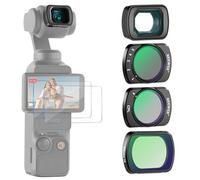 NEEWER Filter Set (3 Pack) with 0.75X Wide Angle Lens 108° FOV, Variable ND 2-32 CPL 1/4 Black Mist Diffusion Filter Compatible with DJI Osmo Pocket 3 Creator Combo Accessories, FL-B09