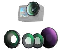 NEEWER FL-53 4-in-1 ND Filter and Lens Accessory Kit Compatible with DJI Osmo Action 5 Pro/4, ND8-32 Variable + CPL + Black Diffusion 1/4 + 185° Wide Angle Lens, Screwable, HD Optical Glass