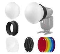 NEEWER Flash Accessories Kit with Silicone Diffuser, Grid, Reflector, 6x Color Gel & 1x Magnetic Adapter Ring Compatible with Godox V1/V1 PRO NEEWER Z1 Z2 Round Head Camera Speedlight, CRS5