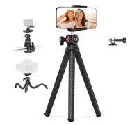 NEEWER Flexible Phone Tripod, Small Mini Desk Stand for Camera with Hidden Phone Holder Action Camera Mount Adapter Compatible with iPhone GoPro DJI Insta360 Samsung for Vlogging Video Recording, TP34