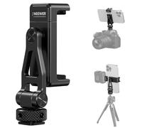 NEEWER GA010 Phone Tripod Mount, 65-90mm Adjustable Phone Clamp Holder | 1/4" Thread, 180° Tilt, 360° Swivel, Cold Shoe Accessories, Compatible iPhone 18 Pro 18 ProMax 17 Samsung S26 Ultra & More