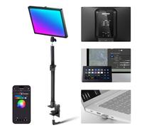 NEEWER GL25C LED RGB Streaming Key Light, APP/PC Control 25W 2500Lux/0.5m 2900K-7000K CRI95+/TLCI97+ Full RGB Dimmable Edge Emitting Silent Webcam Video Light with Desk Stand