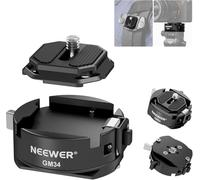 Neewer GM34 Camera Quick Release Plate Kit, Quick Switch Auto Lock Square QR Mount Plate with Arca Type Clamp Base, Compatible with Arca Swiss Peak Design Capture V3 Camera Clip, Max Load 11lb/5kg
