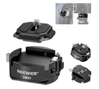 Neewer GM34 Camera Quick Release Plate Kit, Quick Switch Auto Lock Square QR Mount Plate with Arca Type Clamp Base, Compatible with Arca Swiss Peak Design Capture V3 Camera Clip, Max Load 11lb/5kg