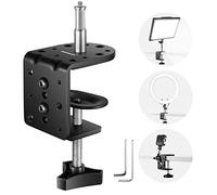 NEEWER Heavy Duty C Clamp with Mounting Column for Light Bracket, Adjustable Metal Desk Clamp with 1/4 3/8 Screw for Ring Lighting, Max Load 44 lb/20kg, St-CCD1