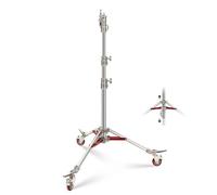 NEEWER Heavy Duty Stainless Steel Light Stand with Casters, 1-1/8" Junior Receiver, Spring Loaded 5/8" Baby Stud, Max Load 77lb, 7.9ft/240cm Junior Wheeled Stand for Studio Softbox Reflector, ST240SS